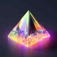 Free photo 3d shape glowing with bright holographic colors