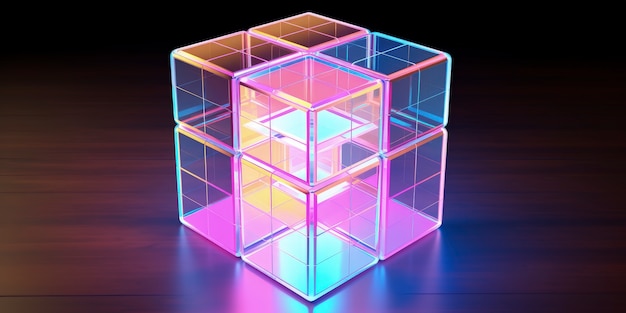 Free photo 3d shape glowing with bright holographic colors