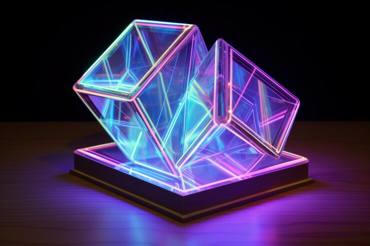 Free Photo 3d shape glowing with bright holographic colors