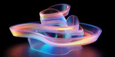 Free photo 3d shapes glowing with bright holographic colors