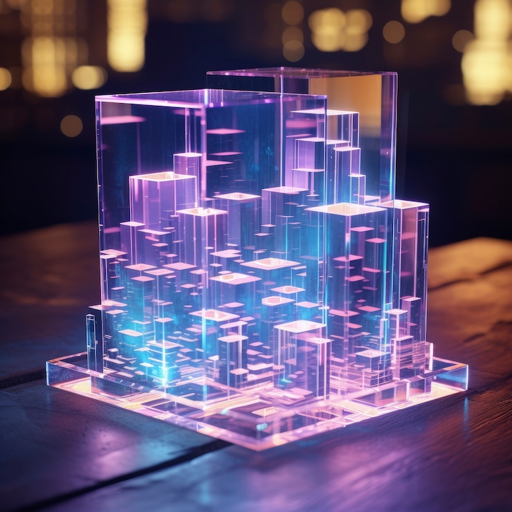 3d shapes glowing with bright holographic colors 23 2151037186
