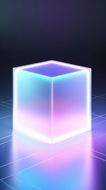 3d shapes glowing with bright holographic colors