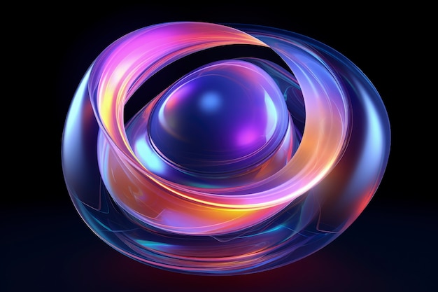 Бесплатное фото 3d-формы, светящиеся яркими голографическими цветами