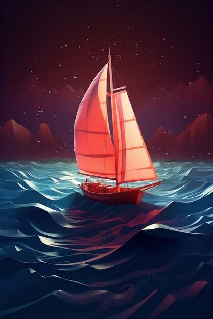 3d船と海の風景