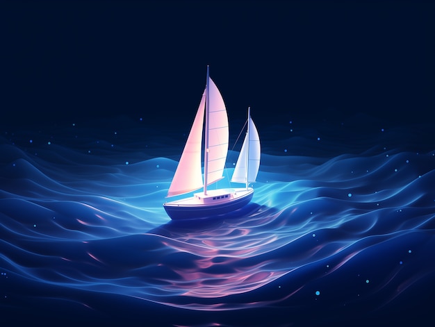 Free photo 3d ship with sea landscape