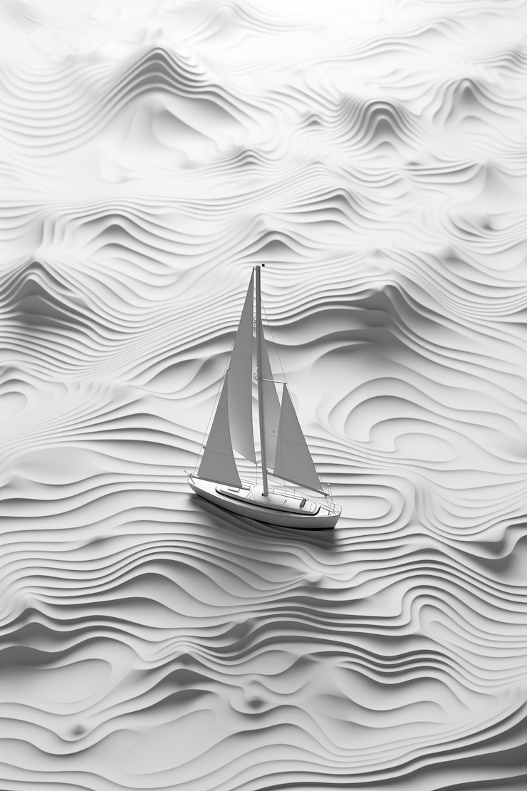 Бесплатный Фотография 3d корабль с морским ландшафтом