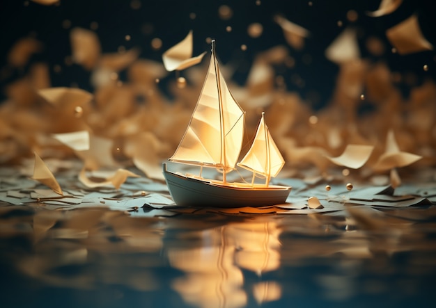 3d 船と海の風景