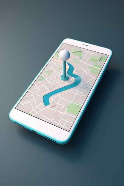 3d-смартфон с картой и технологией gps