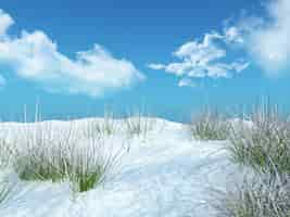 Free photo 3d snowy grass landscape