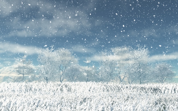 Free photo 3d snowy landscape