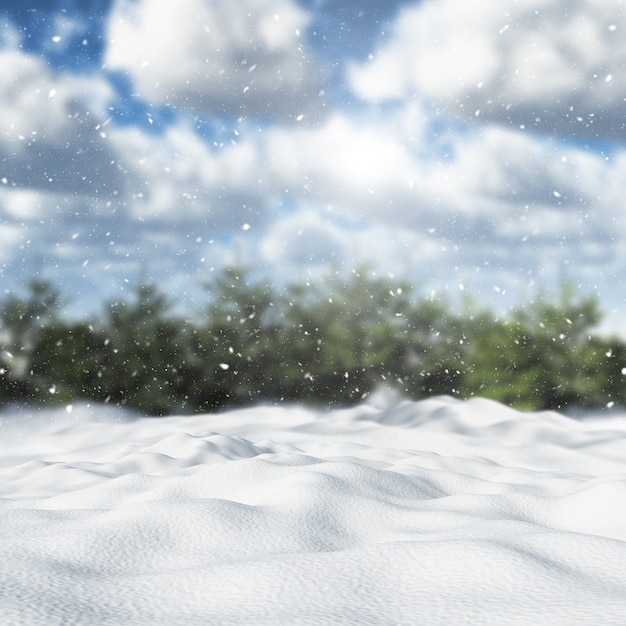 3d snowy winter landscape