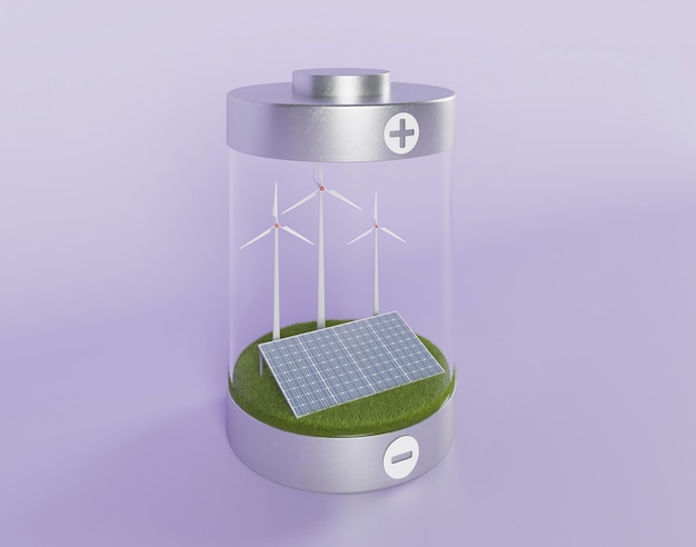 3d solar pannels and windmill