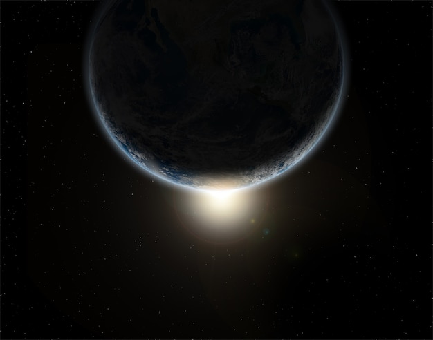 日食の惑星地球と3D空間の背景-この画像の要素が提供されます