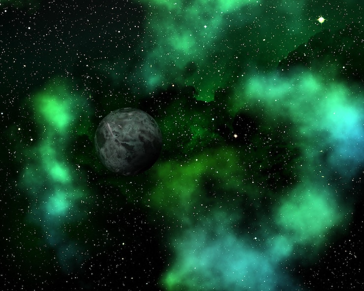 Free Photo 3d space scene with nebula and abstract planet
