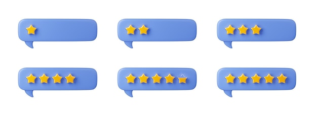 3d speech bubbles with gold rating stars