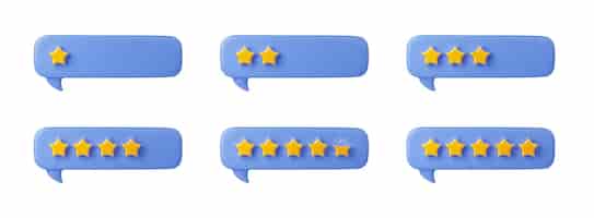 Free photo 3d speech bubbles with gold rating stars