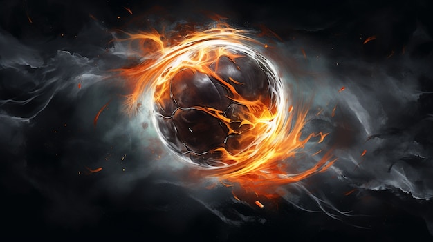 3d sphere on fire with flames