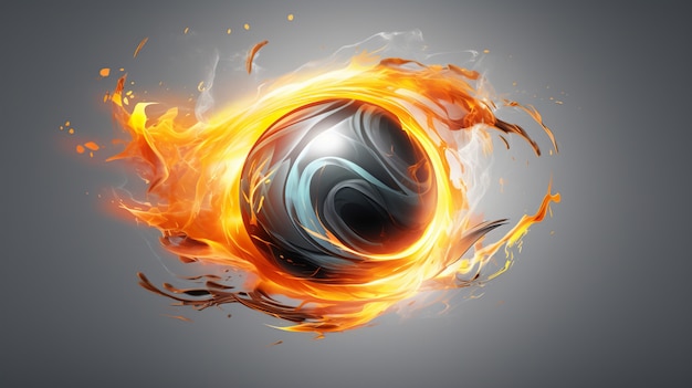 Free photo 3d sphere on fire with flames