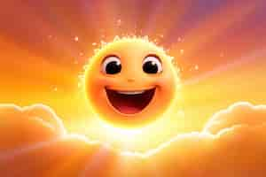 Free photo 3d sun with facial expression