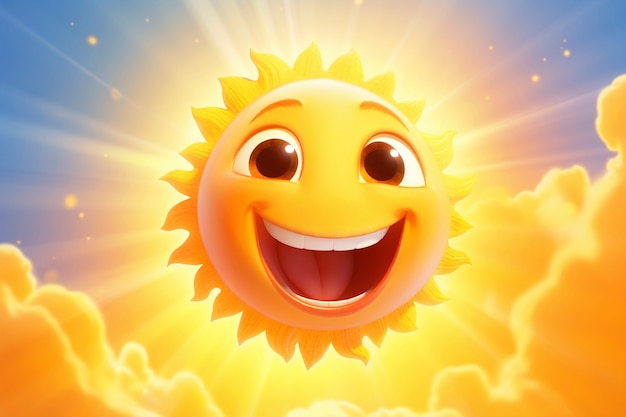 無料写真 顔の表情を表した3d太陽