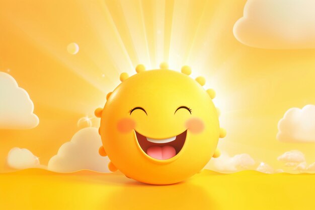 Free photo 3d sun with facial expression