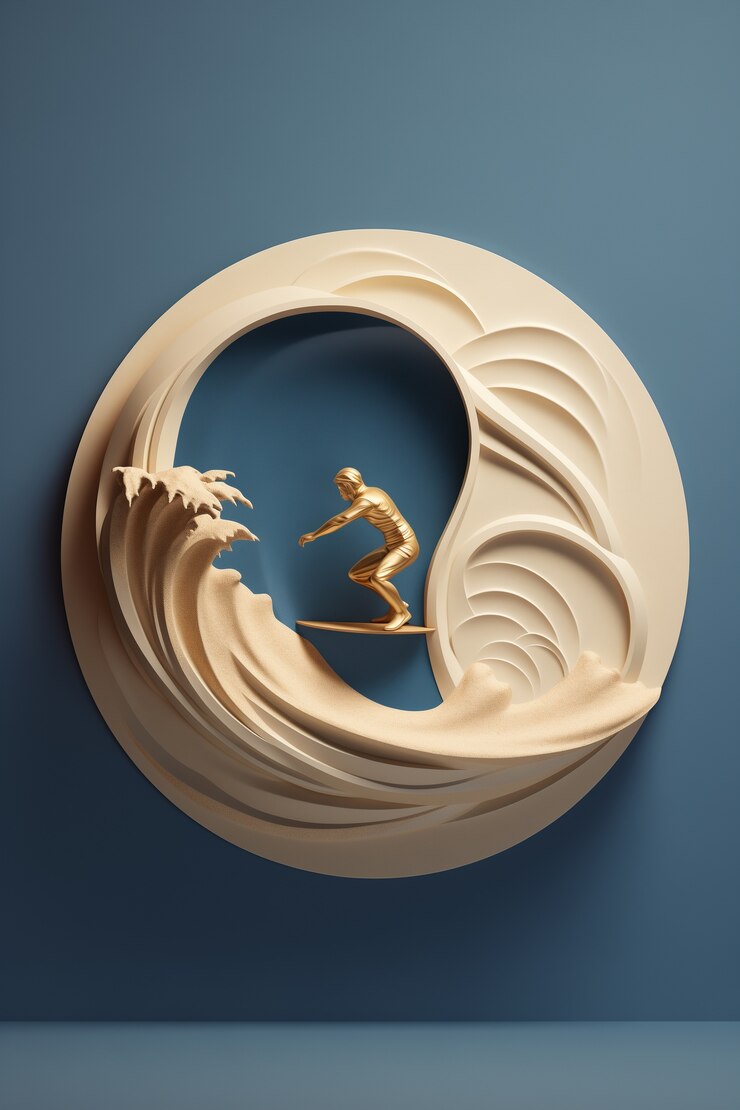 무료 Photo 해양 풍경과 함께 3d 서퍼