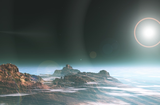 Free photo 3d surreal space landscape