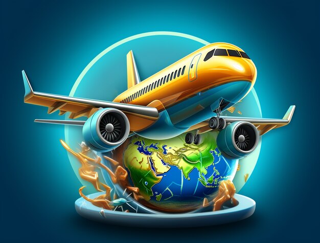 Икона 3D-путешествия с самолетом