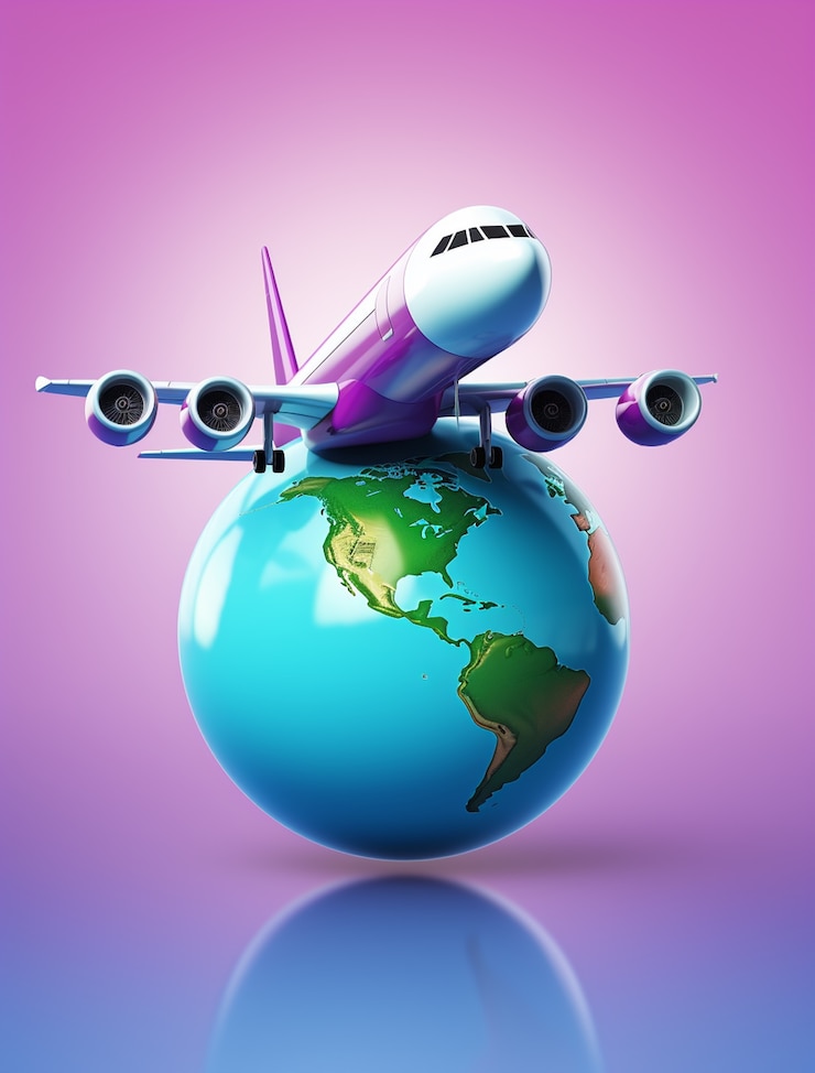 Free Photo 3d travel icon with airplane