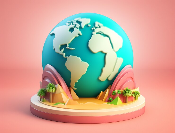 Free Photo 3d travel icon with globe