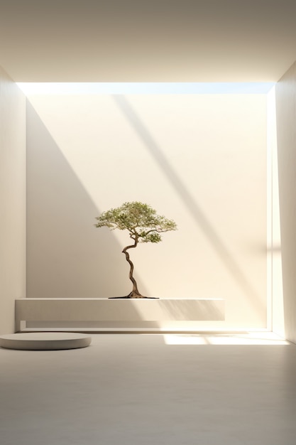 Foto gratuita albero 3d illuminato dalla luce del sole