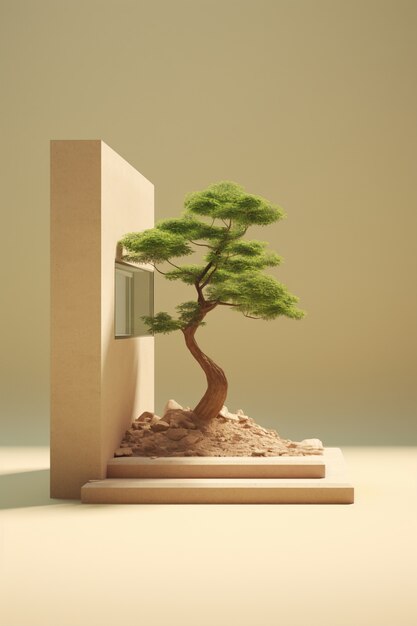 3d tree in sunlight