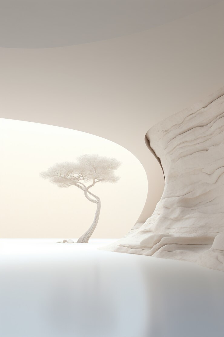 Free Photo 3d tree with branches and leaves displayed on podium