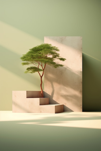 Free photo 3d tree with sunlight background