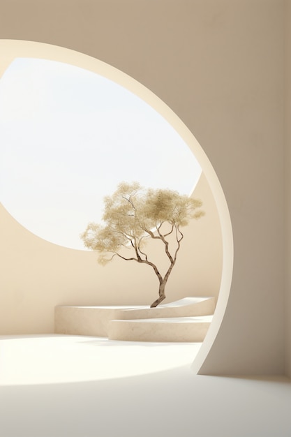 Foto gratuita albero 3d con sfondo di luce solare