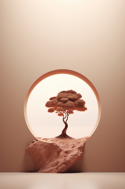 3d tree with sunlight background