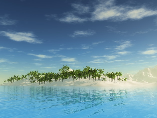 3d tropical palm tree island landscape