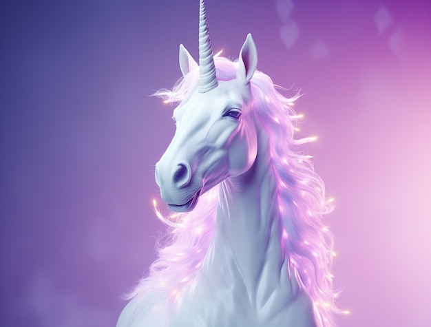 Free photo 3d unicorn with pink tone colors