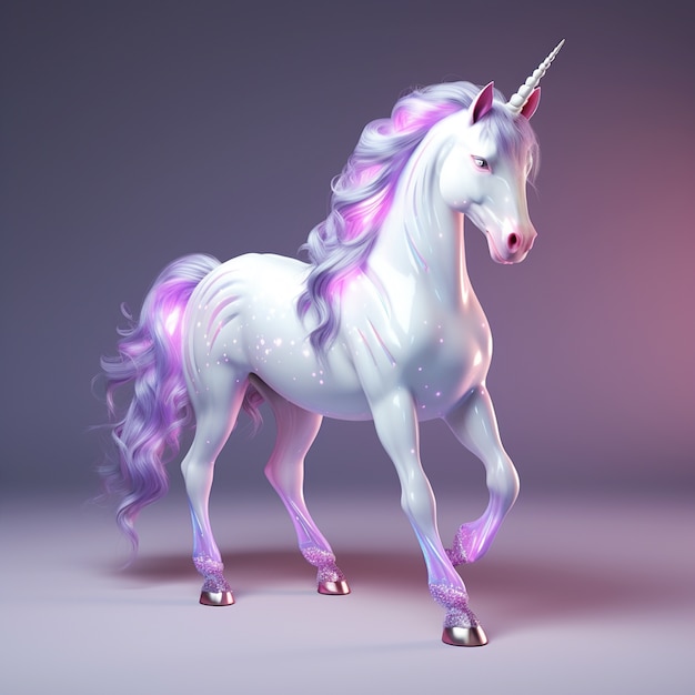 Foto gratuita unicorno 3d con colori dai toni rosa