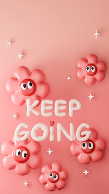 3d vertical aesthetic background with motivational quote