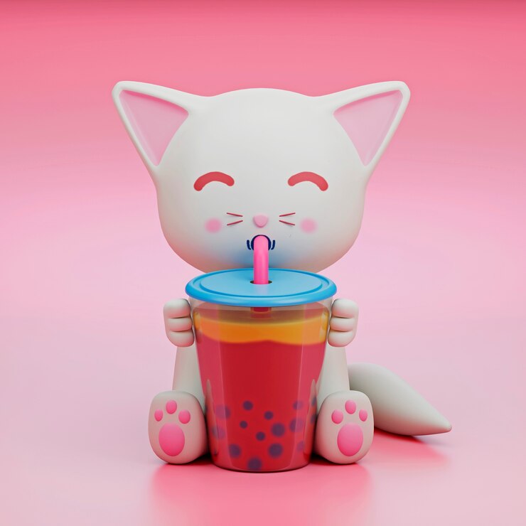 Free Photo 3d view of adorable pet cat