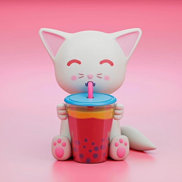 愛らしいペットの猫の 3 d ビュー