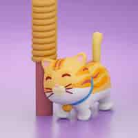 Free photo 3d view of adorable pet cat