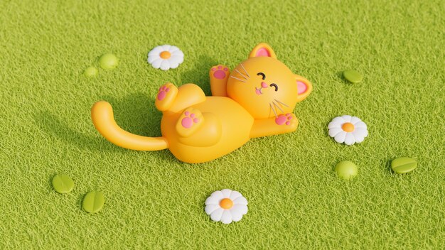 愛らしいペットの猫の 3 d ビュー