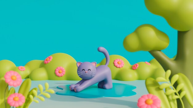 3D 画像の可愛いペットキャット