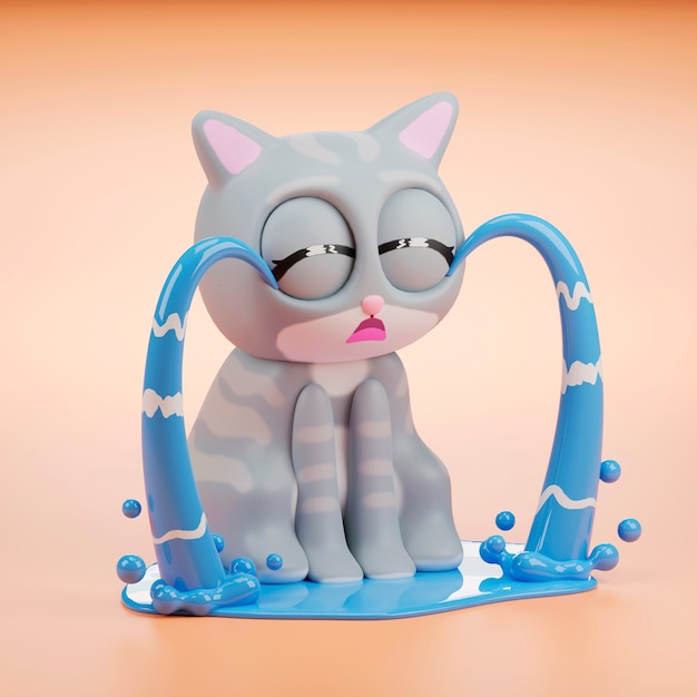 3d view of adorable pet cat