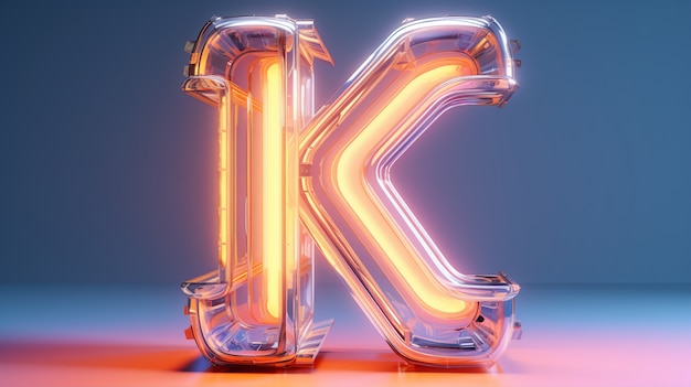 Foto gratuita vista 3d della lettera k dell'alfabeto