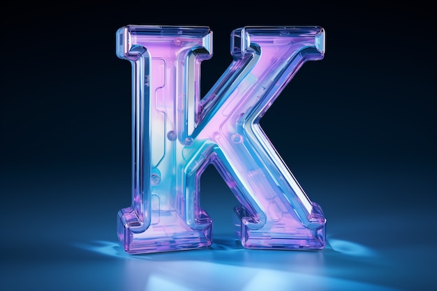 Free photo 3d view of the alphabet letter k