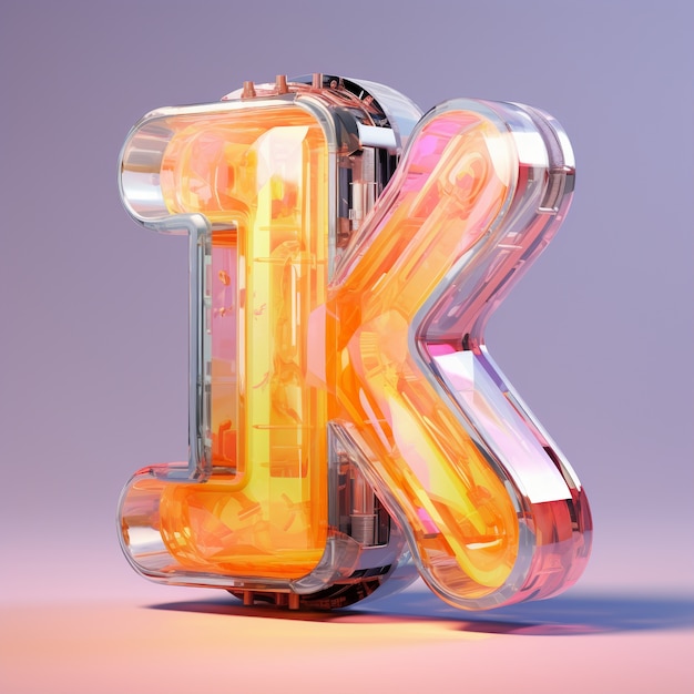 Free photo 3d view of the alphabet letter k