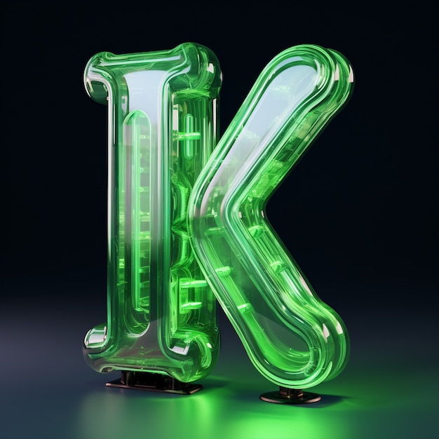 Free photo 3d view of the alphabet letter k